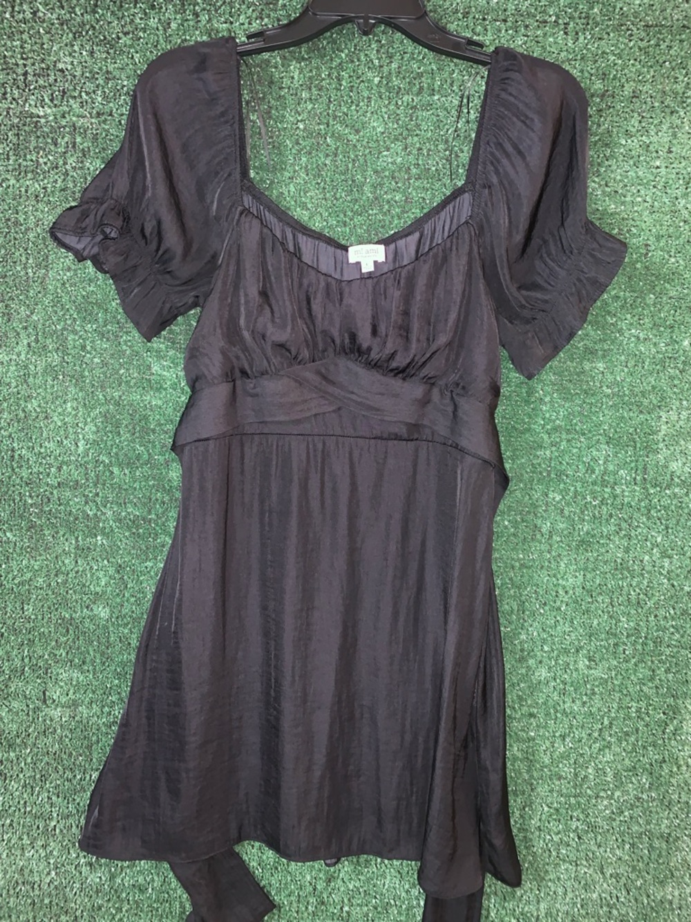 mi ami Black Gathered Neckline Top